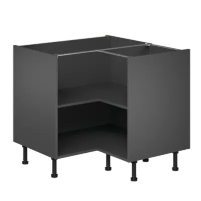 Caisson bas d'angle de cuisine Caraway GoodHome anthracite H. 72 cm x l. 93 cm