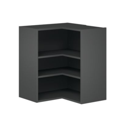 Caisson haut d'angle de cuisine 2 portes Caraway GoodHome anthracite H. 72 cm x l. 63 cm
