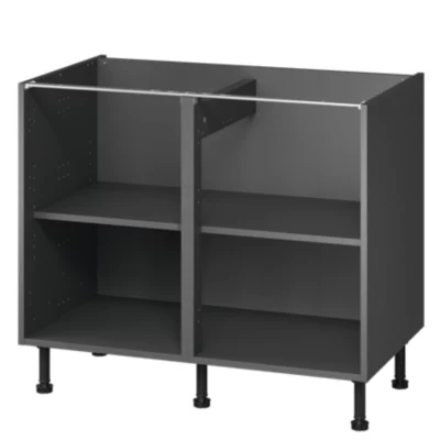 Caisson bas de cuisine Caraway GoodHome anthracite H. 72 cm x l. 100 cm