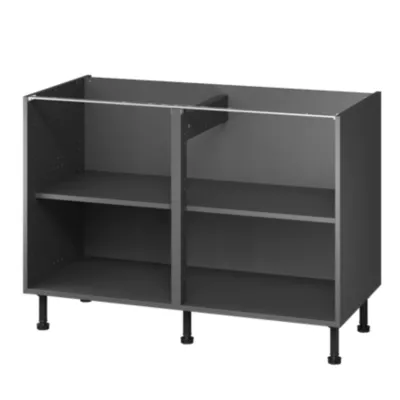 Caisson bas de cuisine Caraway GoodHome anthracite H. 72 cm x l. 120 cm