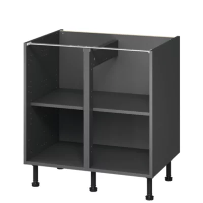 Caisson bas de cuisine Caraway GoodHome anthracite H. 72 cm x l. 80 cm