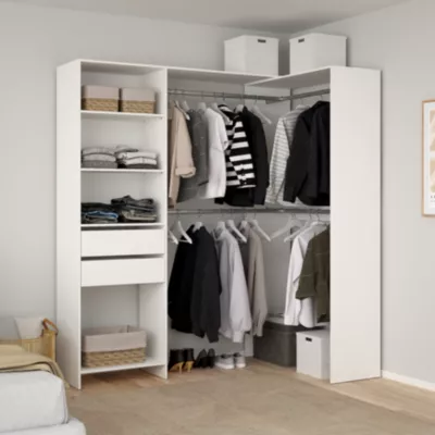 Kit dressing modulable 1 colonne coloris blanc Corner H. 200,4 x L. 80 x P. 40 cm