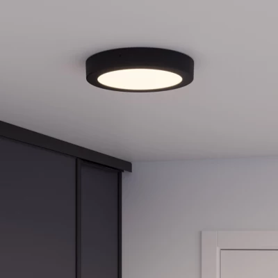 Plafonnier LED integrée 12W 1200lm noir Ø21,5cm GoodHome, Aius