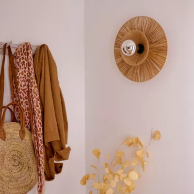 Applique murale ronde intérieur en raphia Bellflower Ø38cm E27 28W GoodHome