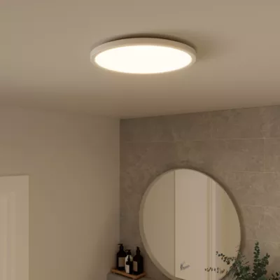 Plafonnier salle de bain blanc LED integrée Solidaster blanc chaud, neutre Ø.29,4cm IP44 1600lm 14.5W GoodHome