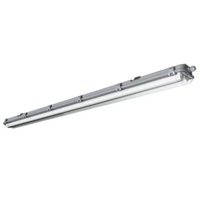 Réglette lumineuse Pagon T8 blanc neutre 2x1800lm 18W IP65 L.129,3x l.11 x H.6,4cm gris GoodHome