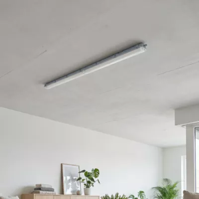 Réglette lumineuse Pagon T8 blanc neutre 2x2200lm 22W IP65 L.158,9 x l.11x H.6,4cm gris GoodHome