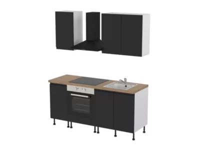 Cuisine complète sans électroménager Garcinia noir mat GoodHome