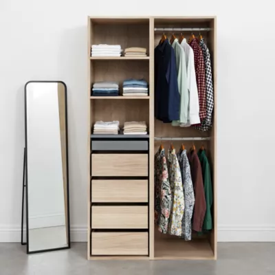 Dressing ouvert effet chêne GoodHome Atomia H. 187 x L. 100 x P. 58 cm