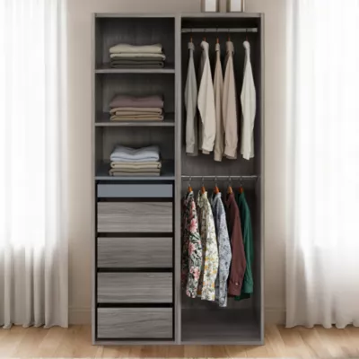 Dressing ouvert effet chêne grisé GoodHome Atomia H. 187 x L. 100 x P. 58 cm