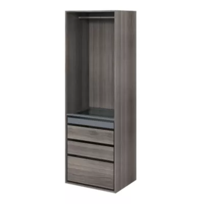 Dressing effet chêne grisé4 tablettes 3 tiroirs GoodHome Atomia H. 225 x L. 75 x P. 58 cm