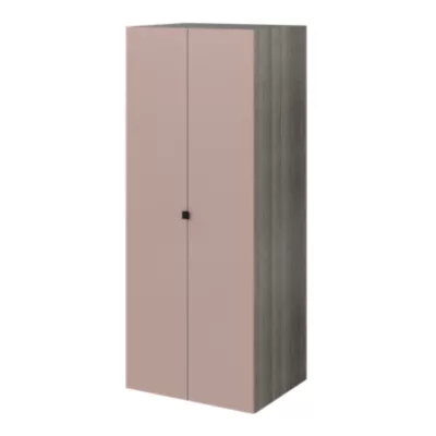 Armoire penderie portes battantes rose taupe et effet chêne GoodHome Atomia H. 187 x L. 75 x P. 58 cm