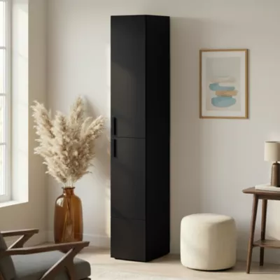 Colonne meuble TV noir avec 3 portes GoodHome Atomia H. 187 x L. 37 x P. 35 cm