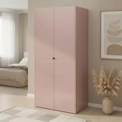 Armoire penderie 2 portes battantes rose taupe GoodHome Atomia H. 225 x L. 100 x P. 58 cm