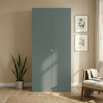 Armoire penderie portes battantes vert forêt et blanc GoodHome Atomia H. 225 x L. 100 x P. 45 cm