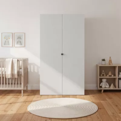Armoire penderie portes battantes gris clair et blanc GoodHome Atomia H. 187 x L. 100 x P. 45 cm