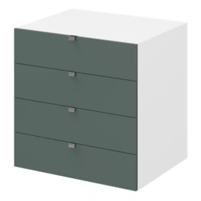 Commode vert forêt et blanc avec 4 tiroirs GoodHome Atomia H. 75 x L. 75 x P. 58 cm
