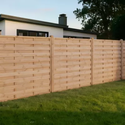 Panneau droit de clôture Arve 2 en bois traité marron ép.30 mm L. 180 x H.180 cm