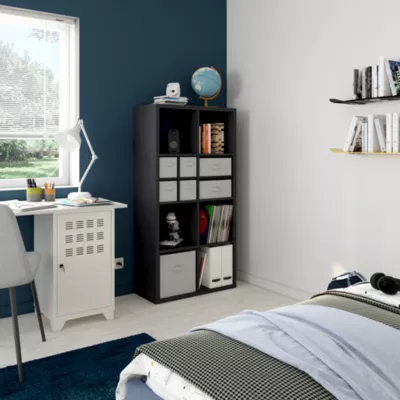 Étagère modulable 8 cubes avec boîtes de rangement GoodHome Mixxit noir
