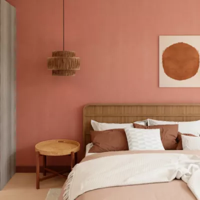 Papier peint vinyle intissé uni terracotta L.53 x l.1005 cm GoodHome Tille
