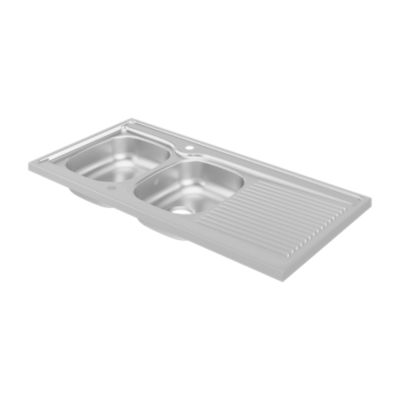 Évier à poser en inox 2 bacs avec égouttoir L.120 x P.60 cm, Mayr