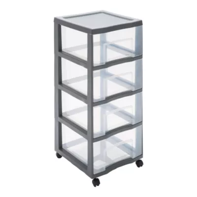 Tour en plastique 4 tiroirs Kontor gris H. 83,5 x L. 37 x P. 38 cm