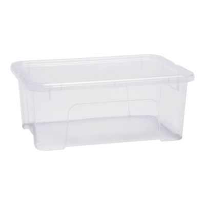 Boîte de rangement en plastique transparent 10L avec couvercle, GoodHome Kaze