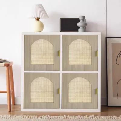 Bloc avec porte en arche pour étagère cube GoodHome Mixxit effet chêne et cannage