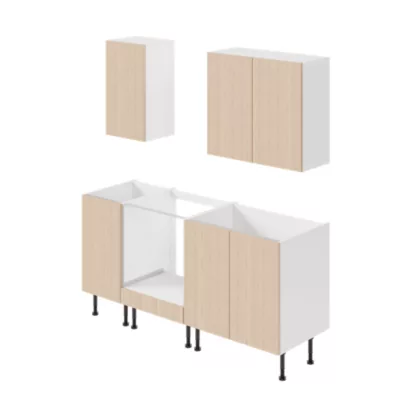 Cuisine complète GoodHome Chia effet chêne clair et blanc sans électroménager