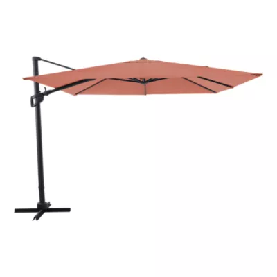 Parasol déporté inclinable carré ouverture manivelle orange 3 x 3m GoodHome Corby