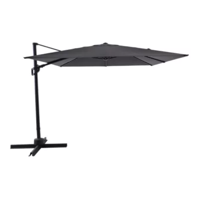 Parasol déporté inclinable carré ouverture manivelle anthracite 3 x 3m GoodHome Corby