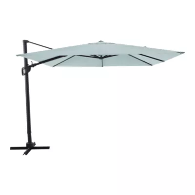 Parasol déporté inclinable carré ouverture manivelle vert d'eau 3 x 3m GoodHome Corby