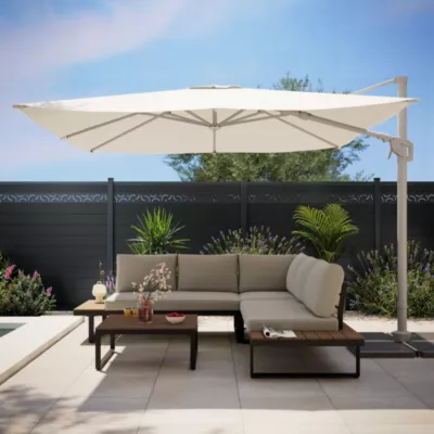 Parasol déporté inclinable carré ouverture manivelle moonbeam 3 x 3m GoodHome Corby