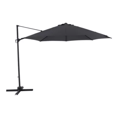 Parasol déporté inclinable rond ouverture manivelle anthracite 3,5m GoodHome Brindisi