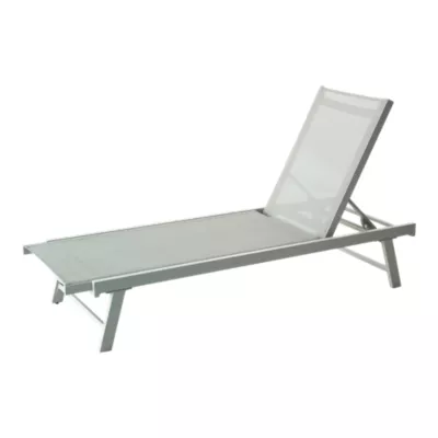 Bain de soleil gris aluminium et textilène GoodHome Rowa