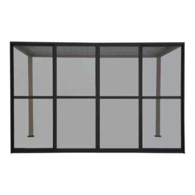 Paroi vitrée coulissante pour pergola Breva 4 x 4 m gris foncé
