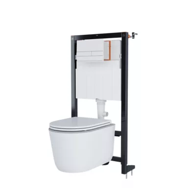 Pack WC suspendu sans bride Luvia avec bâti-support sol et mur autoportant Silgo GoodHome