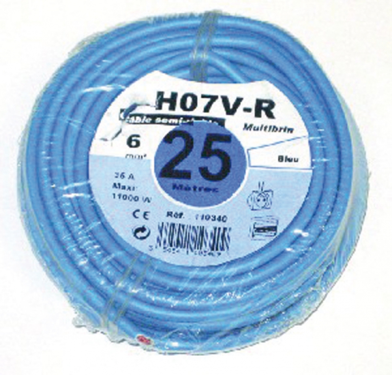 Fils rigides HO7V-U - HO7V-R isolant PVC tension nominale : 450/750 V - norme NF C 32-201 utilisations : installations domestiques, logements, bureaux, etc. pose air libre, sur support isolateur, sous moulure, tube, fourreau, plinthe, en locaux secs rayon de courbure : 3 fois le diamètre extérieur