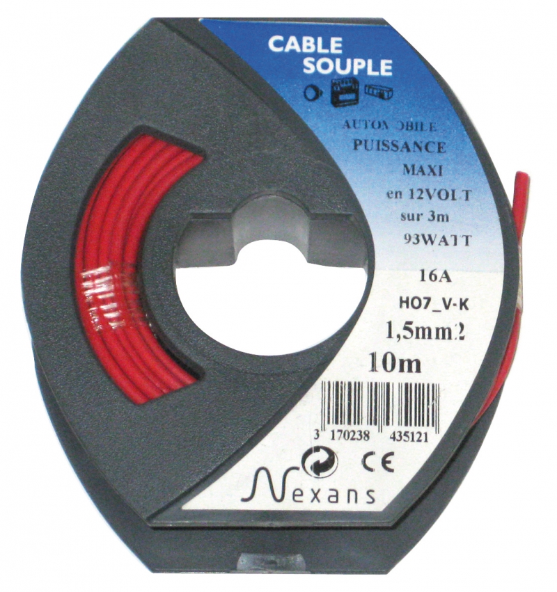 Fils souples HO5V-K - HO7V-K âme cuivre nu câbléisolant PVCtension nominale : HO5V-K : 300/500 V, HO7V-K : 450/750 V - norme NF C 32-201utilisations : HO5V-K (0,75 et 1 mm2) : conducteur souple pour filerie interneHO7V-K (1,5 mm2 et plus) : câblage des tableaux et armoirespose air libre, sur isolateur, ou sous conduits, gaines, goulottes, etc.rayon de courbure : 2 fois le diamètre extérieur