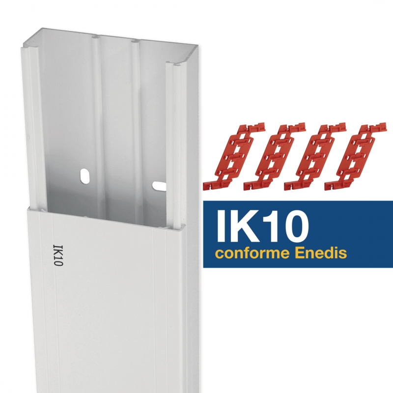 GOULOTTES DE DISTRIBUTION TA-E et TA-G PVC classé M1 col. blanc RAL 9010 - Certifiée norme EN 50085-1 et EN 50085-2-1