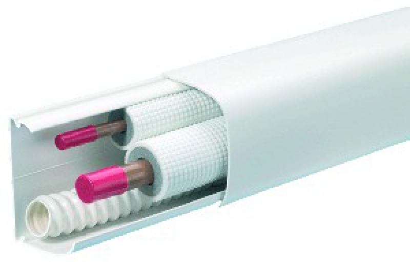 GOULOTTE POUR LA CLIMATISATION CND PVC auto-extinguible coloris Blanc Everestlivré socle + couvercle - longueur standard 2 m ( tarifé au mètre )