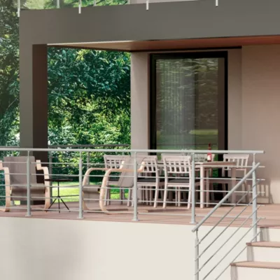 Kit garde-corps à plat Cala en aluminium gris clair RAL 7035