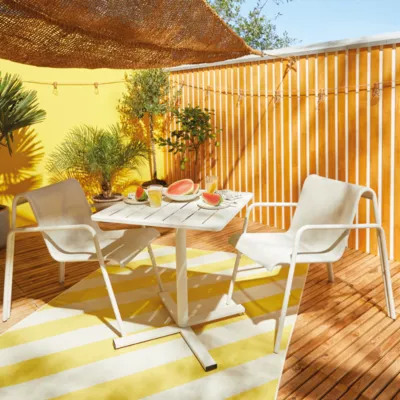 Fauteuil de jardin aluminium et textilène Atlas crème Arcane H.81 cm