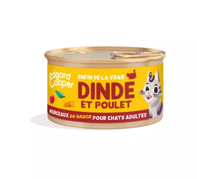 Pâtée en morceaux pour les chats adultes à la dinde & au poulet 85g Edgard cooper