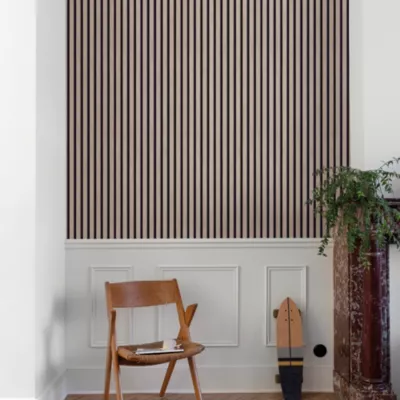 Papier peint vinyle expansé intissé effet lattes de bois clair L.1005 x l.53cm Grandeco