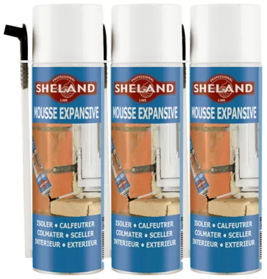 Mousse expansive Sheland 500 ml (lot de 3)