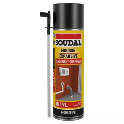 Mousse expansive Soudal jaune rendement supérieur 500ml
