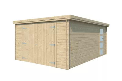 Garage en bois ép.34mm surface totale 23.3m² Toiture monopente en bacs acier