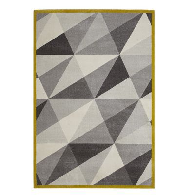 Tapis Valencia cadre jaune motifs géométriques 160 x 230 cm