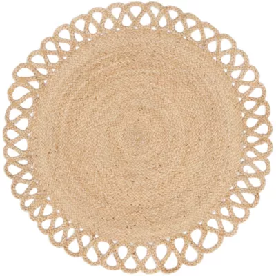 Tapis rond Trecia blanc et jute Ø120 cm Balta